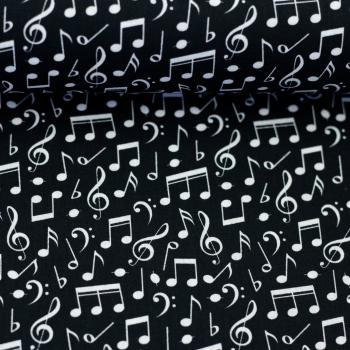 Preview: Baumwolldruck Noten Weiß auf Schwarz von Swafing